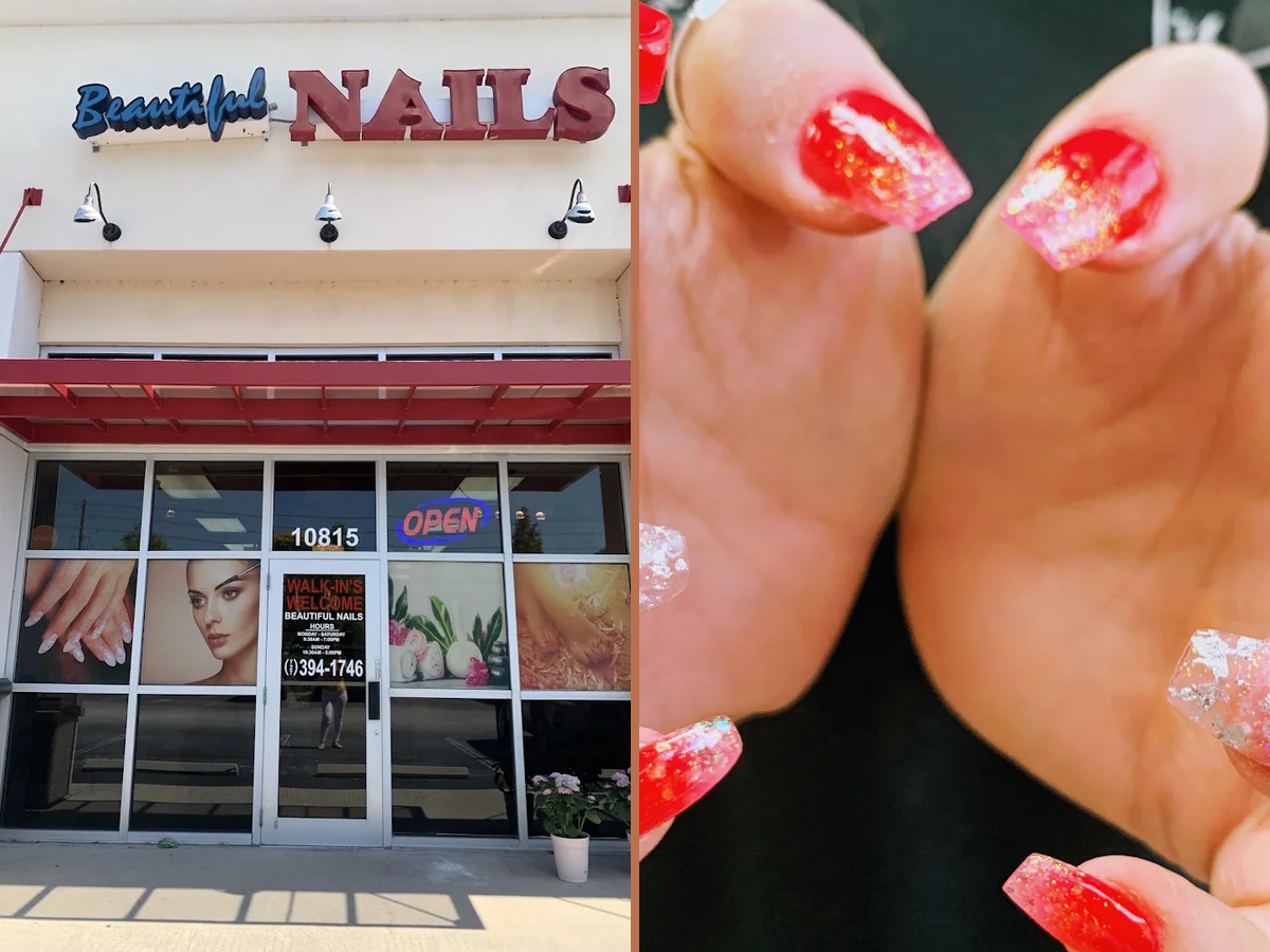 Pedicure station with nail tools nearby.