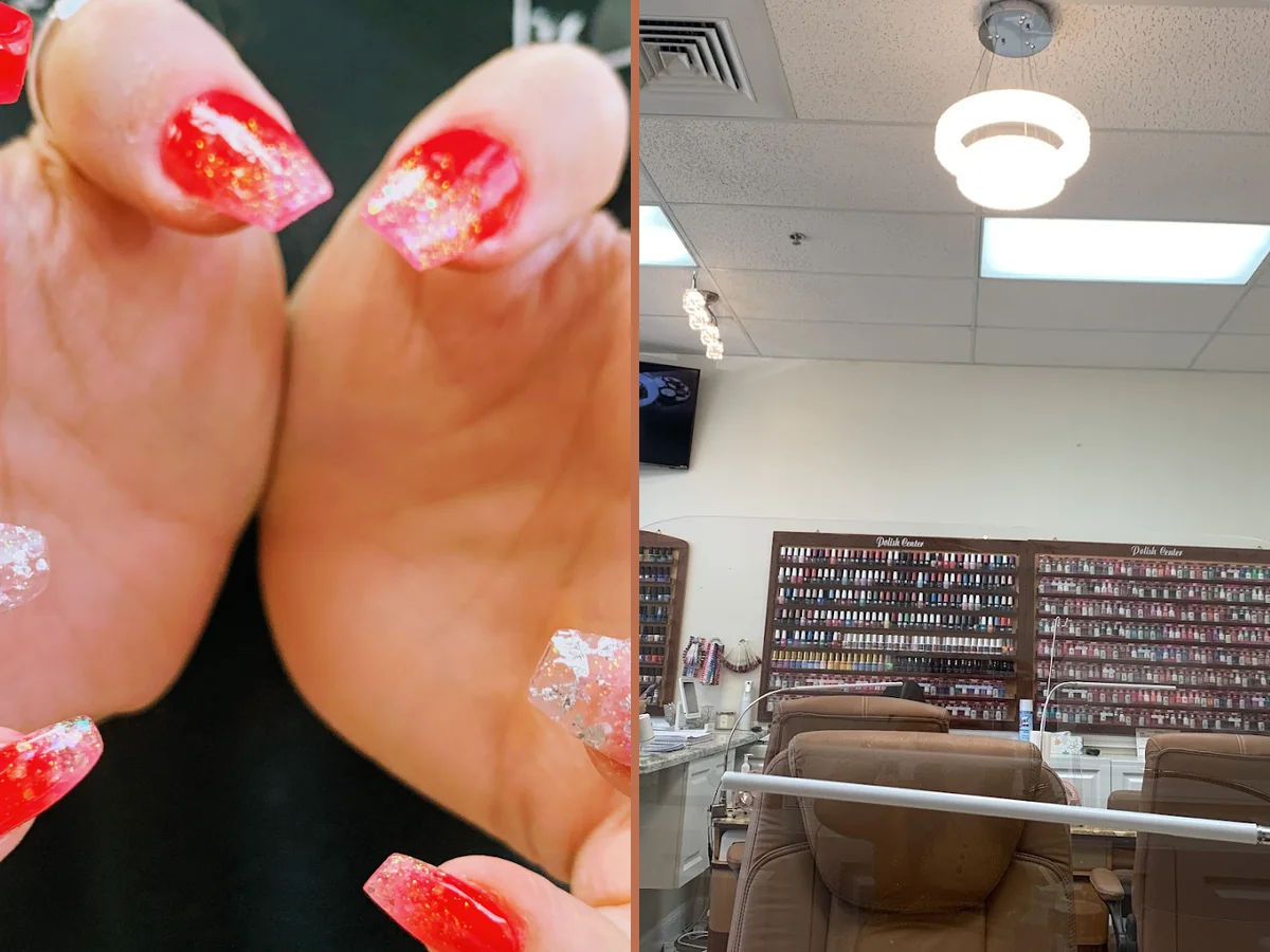 Manicured nails with a glossy finish.
